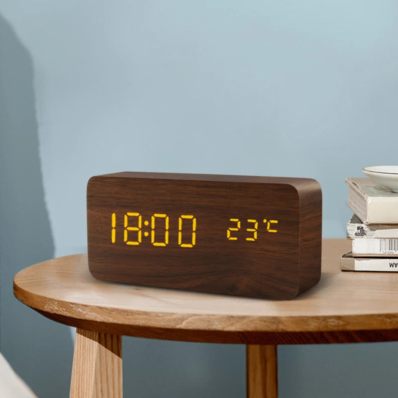 Alarm Clock LED Wooden